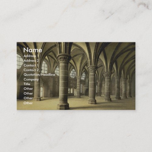 The knights' hall, Mont St. Michel, France vintage Business Cards
