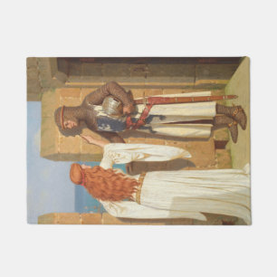 The Knight's Shadow (by Edmund Blair Leighton) Doormat