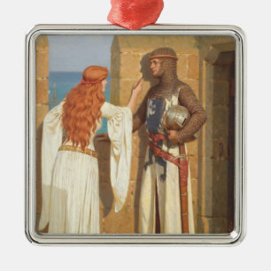 The Knight's Shadow (by Edmund Blair Leighton) Metal Ornament