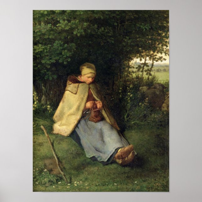 The Knitter or, The Seated Shepherdess, 1858-60 Poster (Front)