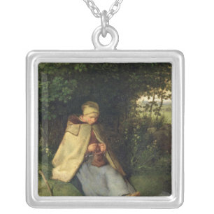 The Knitter or, The Seated Shepherdess, 1858-60 Silver Plated Necklace