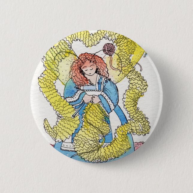The Knitter Pinback Button (Front)