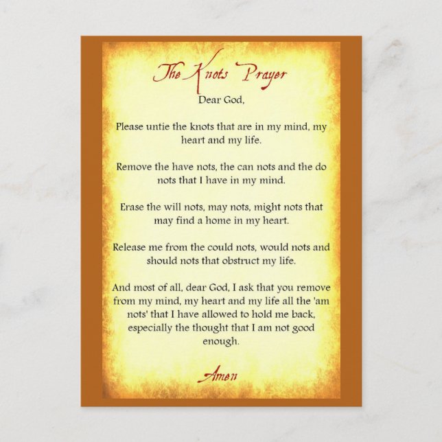 The Knots Prayer Postcard (Front)