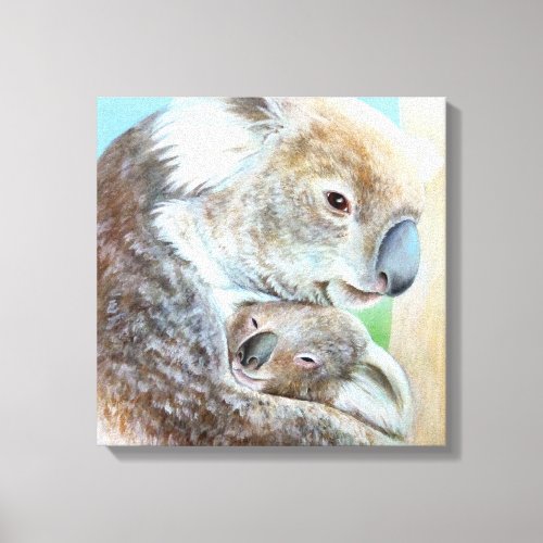 The Koala cuddle canvas fine art square print