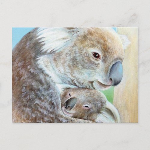 The Koala cuddle landscape fine art postcard