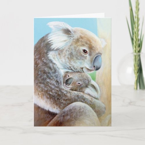 The Koala cuddle portrait fine art card
