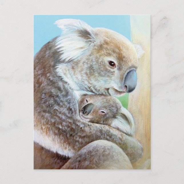 "The Koala cuddle" portrait fine art postcard (Front)