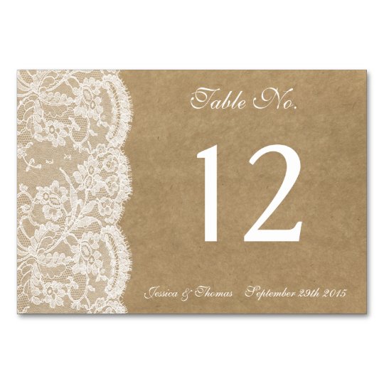 The Kraft & Lace Collection Table Number Cards