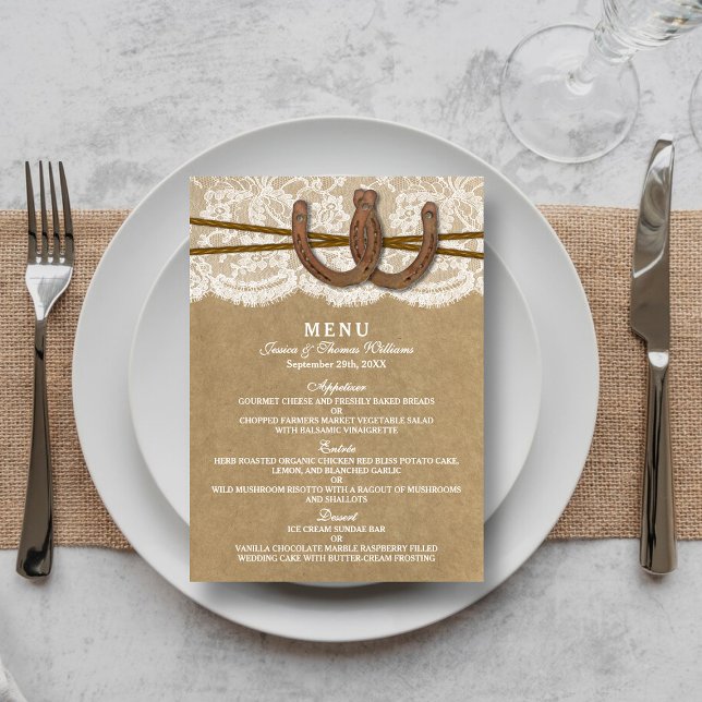 The Kraft, Lace & Horseshoe Collection Menu Card (Creator Uploaded)