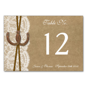 The Kraft, Lace & Horseshoe Collection Table Number