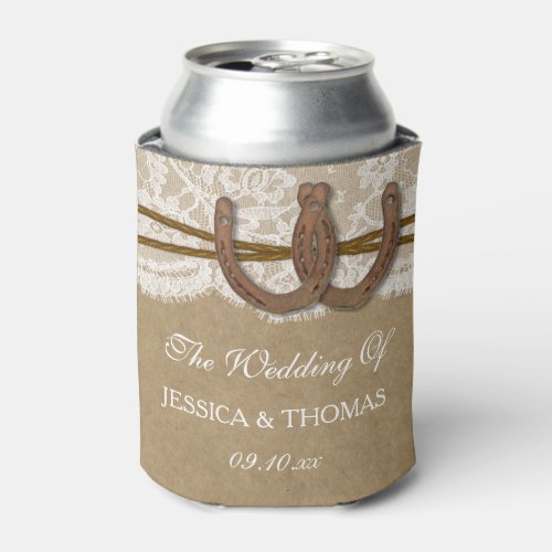 The Kraft Lace  Horseshoe Wedding Collection Can Cooler