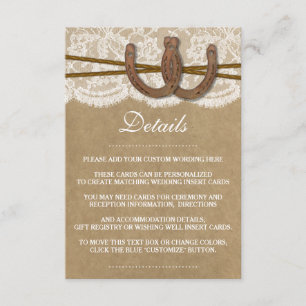 The Kraft, Lace & Horseshoe Wedding Collection Enclosure Card