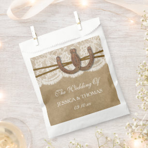 The Kraft, Lace & Horseshoe Wedding Collection Favor Bag
