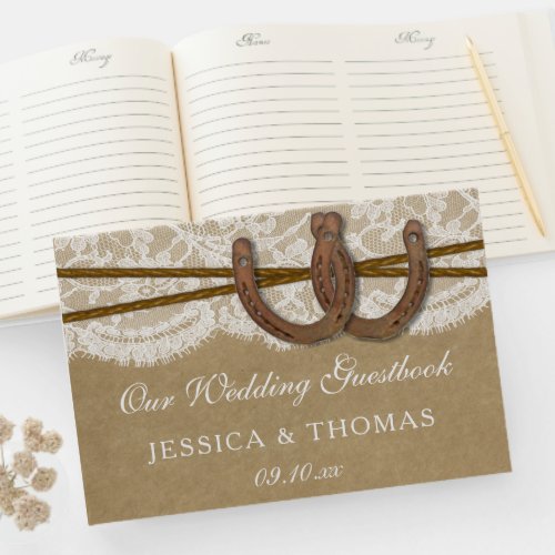 The Kraft Lace  Horseshoe Wedding Collection Guest Book