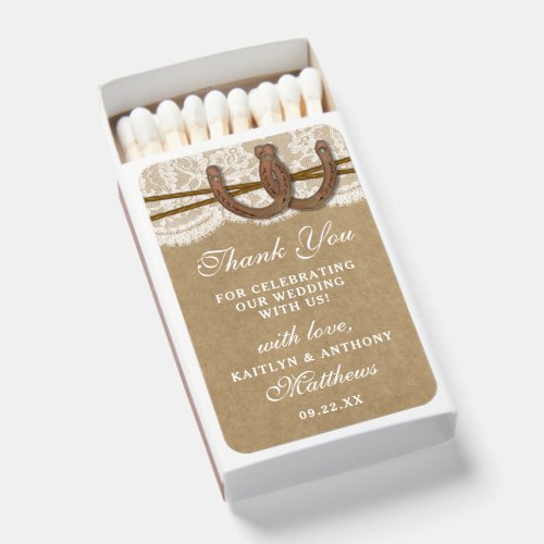 The Kraft Lace  Horseshoe Wedding Collection Matchboxes