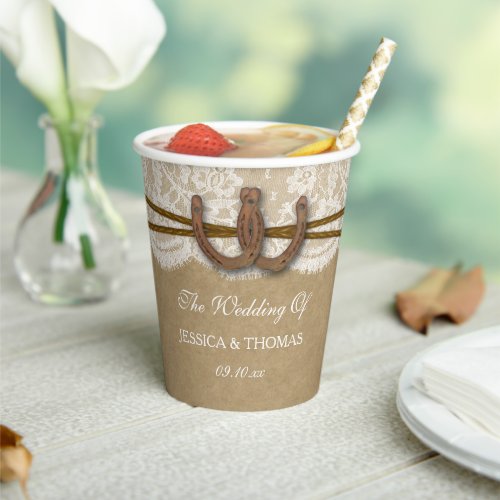 The Kraft Lace  Horseshoe Wedding Collection Paper Cups