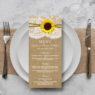 The Kraft, Lace & Sunflower Collection Menu Cards