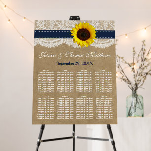 The Kraft, Lace & Sunflower Collection - Navy Blue Foam Board