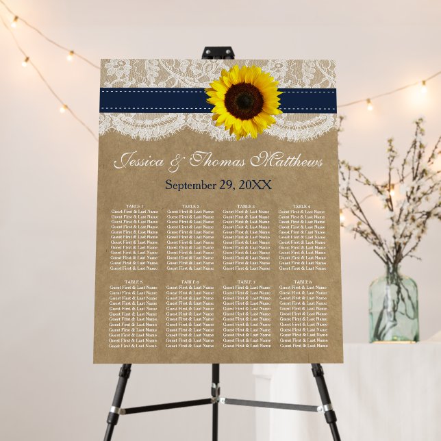 The Kraft, Lace & Sunflower Collection - Navy Blue Foam Board (In Situ (Stand))