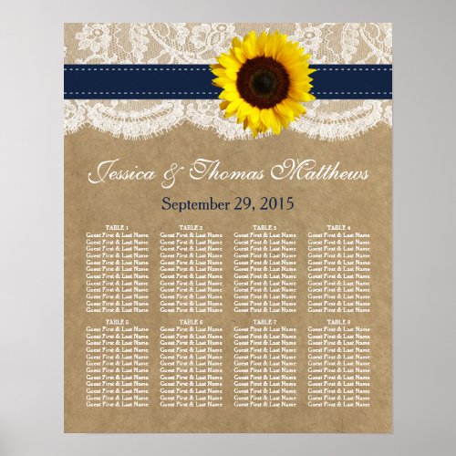 The Kraft Lace  Sunflower Collection _ Navy Blue Poster