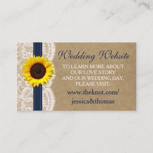 The Kraft Lace  Sunflower Collection _ Navy Enclosure Card