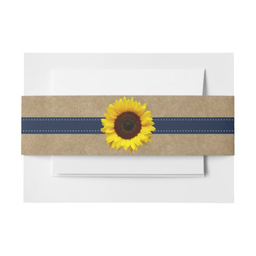 The Kraft Lace  Sunflower Collection _ Navy Invitation Belly Band