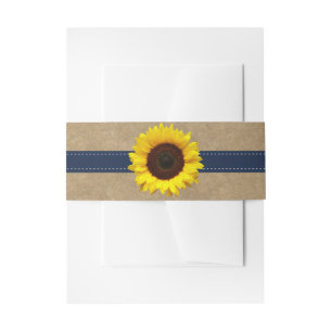 The Kraft, Lace & Sunflower Collection - Navy Invitation Belly Band
