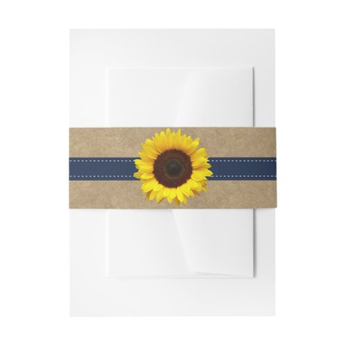 The Kraft Lace  Sunflower Collection _ Navy Invitation Belly Band