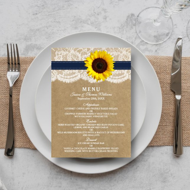 The Kraft, Lace & Sunflower Collection - Navy Menu (Creator Uploaded)