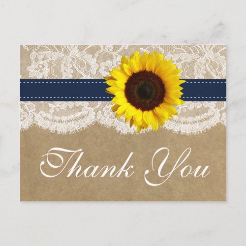 The Kraft Lace  Sunflower Collection _ Navy Postcard