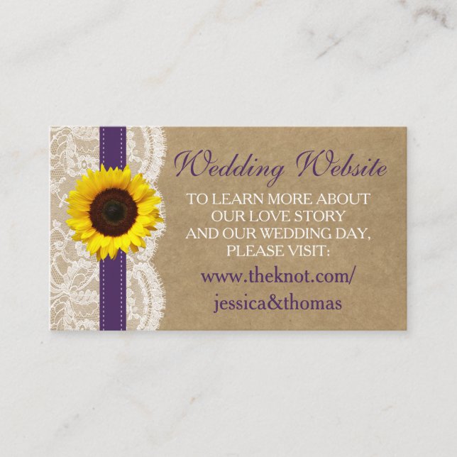 The Kraft, Lace & Sunflower Collection - Purple Enclosure Card (Front)