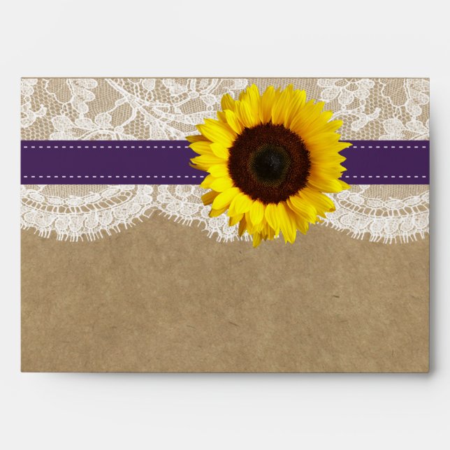 The Kraft, Lace & Sunflower Collection - Purple Envelope (Front)