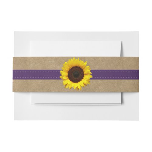 The Kraft Lace  Sunflower Collection _ Purple Invitation Belly Band