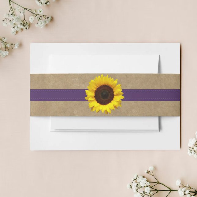 The Kraft, Lace & Sunflower Collection - Purple Invitation Belly Band (Creator Uploaded)