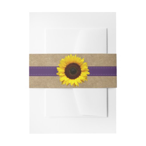 The Kraft Lace  Sunflower Collection _ Purple Invitation Belly Band