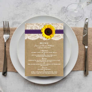 The Kraft, Lace & Sunflower Collection - Purple Menu
