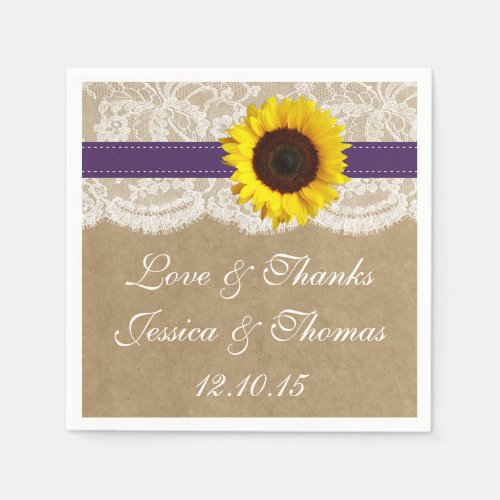 The Kraft Lace  Sunflower Collection _ Purple Paper Napkins