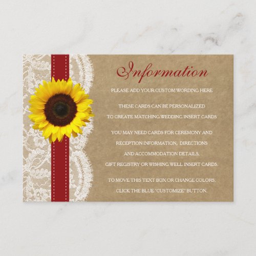 The Kraft Lace  Sunflower Collection _ Red Enclosure Card