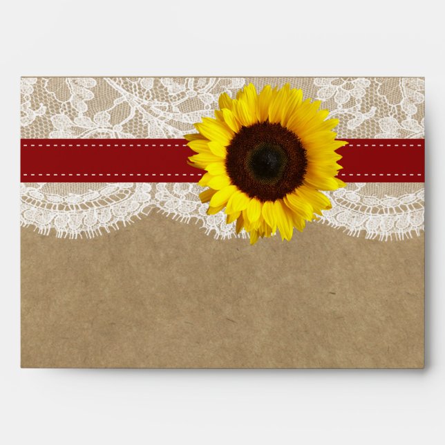 The Kraft, Lace & Sunflower Collection - Red Envelope (Front)