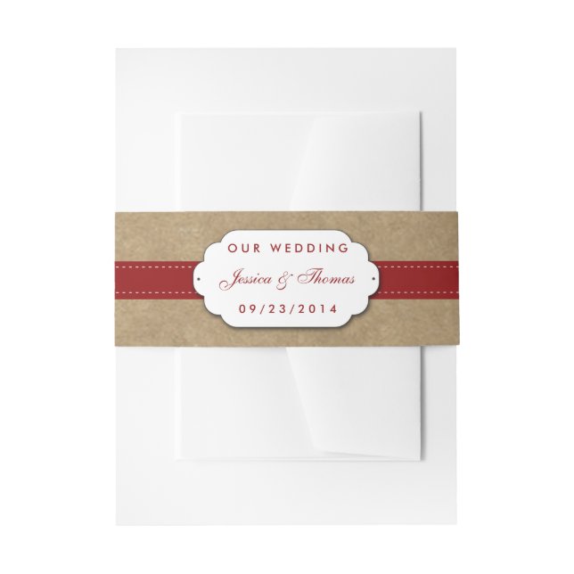 The Kraft, Lace & Sunflower Collection - Red Invitation Belly Band (Front Example)