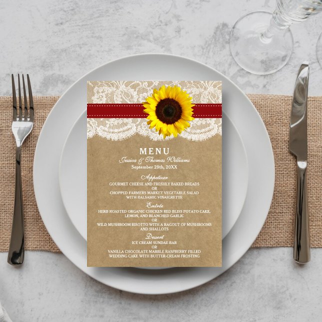 The Kraft, Lace & Sunflower Collection - Red Menu (Creator Uploaded)