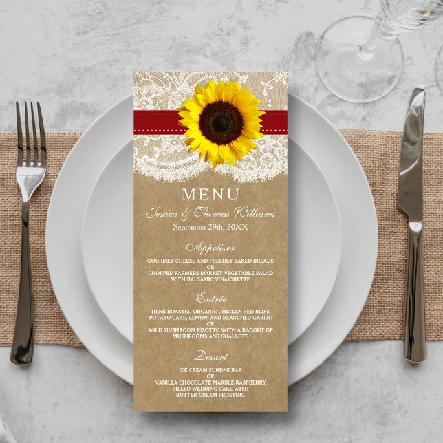The Kraft, Lace & Sunflower Collection - Red Menu (Creator Uploaded)
