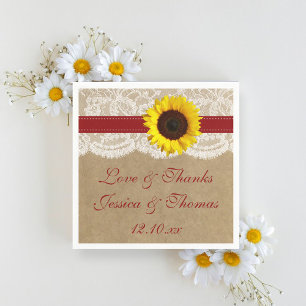 The Kraft, Lace & Sunflower Collection - Red Paper Napkins