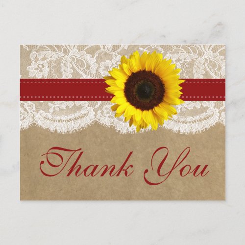 The Kraft Lace  Sunflower Collection _ Red Postcard