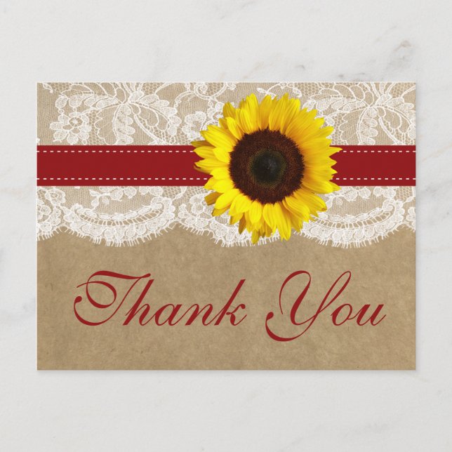 The Kraft, Lace & Sunflower Collection - Red Postcard (Front)
