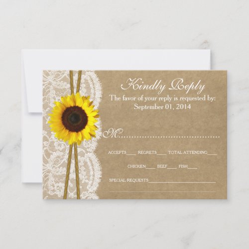 The Kraft  Lace Sunflower Collection RSVP Cards