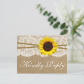 The Kraft, & Lace Sunflower Collection RSVP Invitation Postcard (Standing Front)