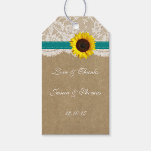 The Kraft, Lace & Sunflower Collection - Teal Gift Tags