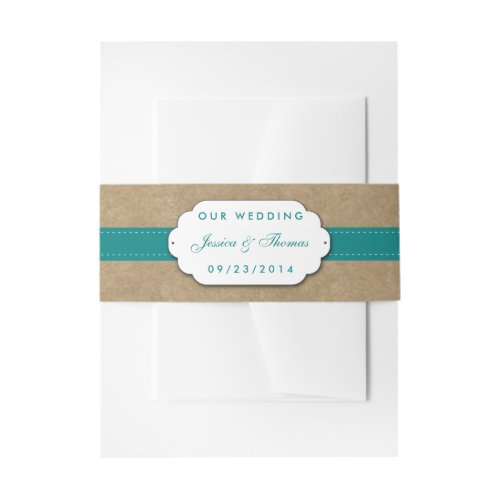 The Kraft Lace  Sunflower Collection _ Teal Invitation Belly Band