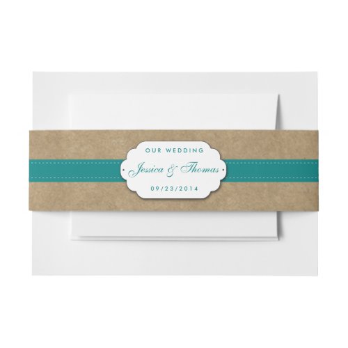 The Kraft Lace  Sunflower Collection _ Teal Invitation Belly Band